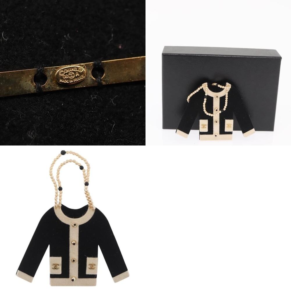 Chanel Jacket Motif Brooch Velour Black CC - Picture 5 of 5